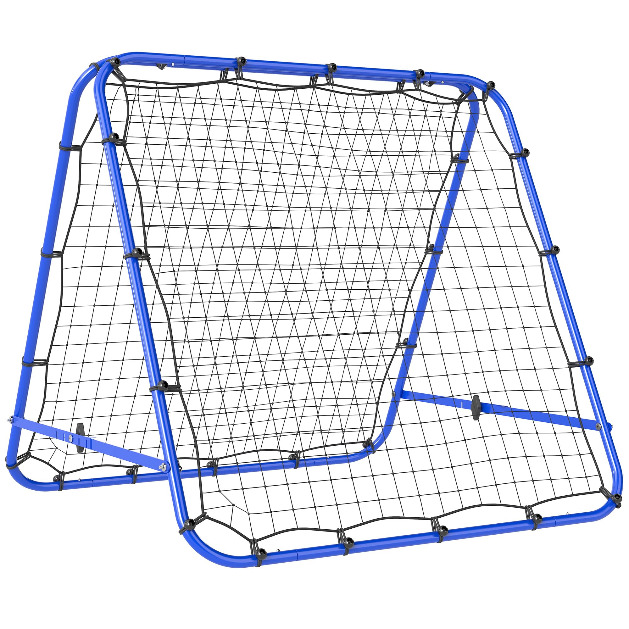 HOMCOM Double-Sided Football Rebounder Net, Football Rebound Net Target Goal with Five Adjustable Angles, Blue
