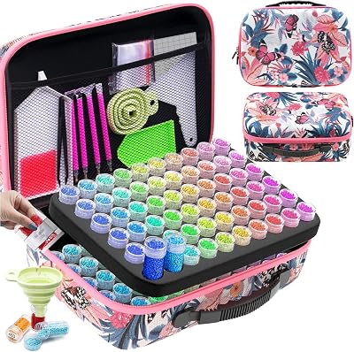 ARTDOT 120 Slots Diamond Painting Storage Box with 162pcs Tools Pink