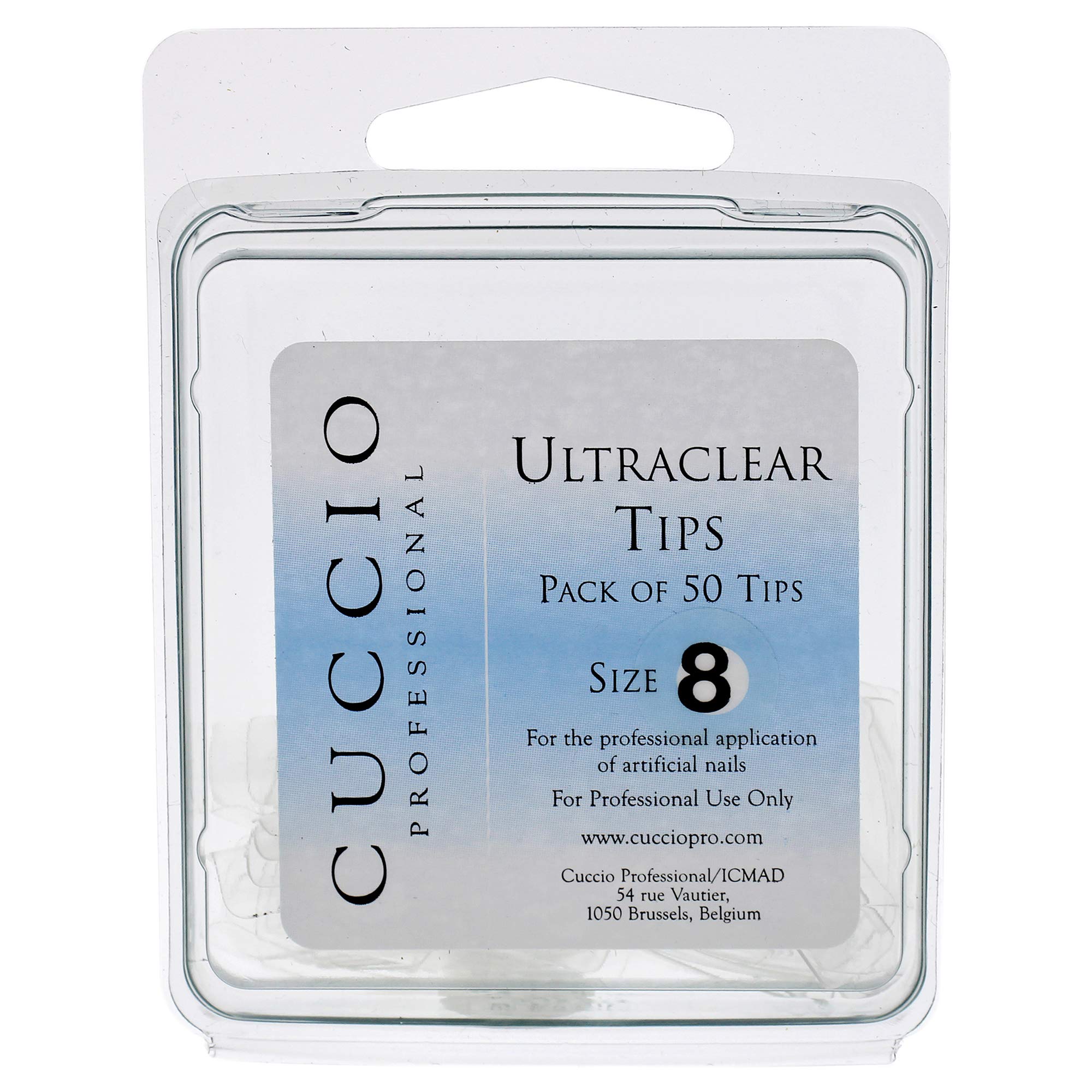 Cuccio Pro - Ultraclear Tips - 8 - for Women - Acrylic Nails - 50 Pc