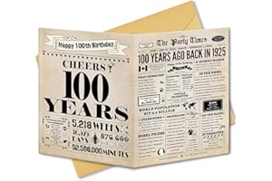 100th Birthday Card, Decorations for Men Women, 100th Birthday Gifts for Grandma Grandpa, Back in 1925 Birthday Card