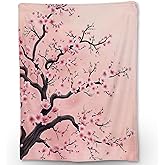 Ti Caldi Beautiful Cherry Blossom Blanket - Soft, Cozy, and Lightweight Flannel Throw, Ideal for Couch, Bed, and Travel - Fluffy, Fuzzy Home Decor for Outdoor and Indoor Use 60"x50"