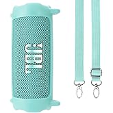 Lebakort Silicone Cover Compatible with JBL Flip 7 Waterproof Portable Speaker (Teal Cover)