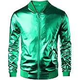 babyhealthy Men's Gold Varsity Jacket Metallic Jacket 70's Disco Bomber Jackets Christmas Party