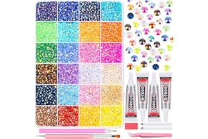 Audab Multicolor 4mm AB Rhinestone Kit with 16000pcs, 4pcs B7000 Jewelry Glue, Tools for Crafting, Graduation Cap, Jewelry, Shoes & Nails