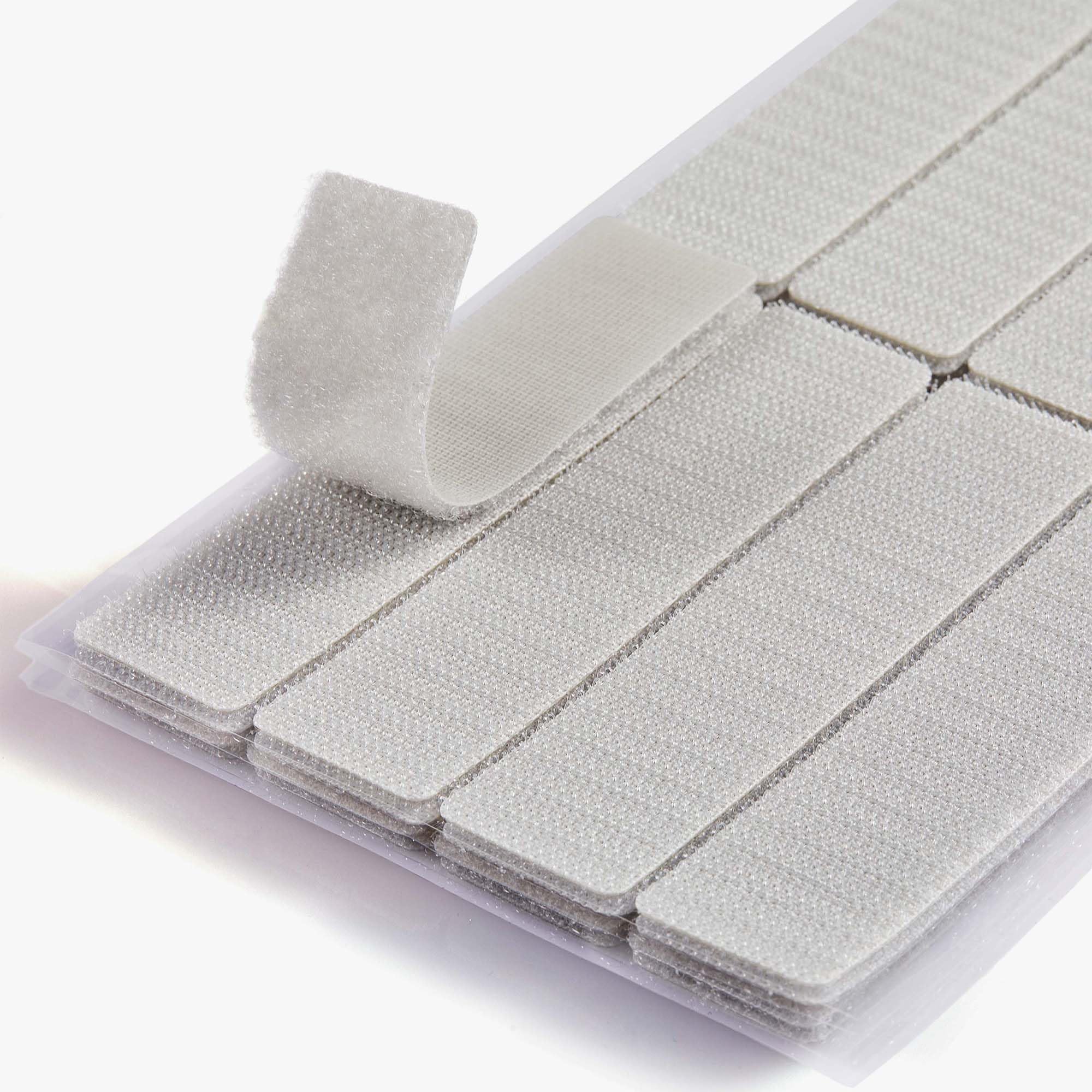 Photo 1 of (1x4 Inch, 16 Sets) Strips with Adhesive for Fabric, No Sew Stick On for Fabric, Sticky Back for Clothes, Curtains - Heavy Duty Double Sided Hook and Loop Hem Tape Fasteners, No Sewing No Iron, Grey