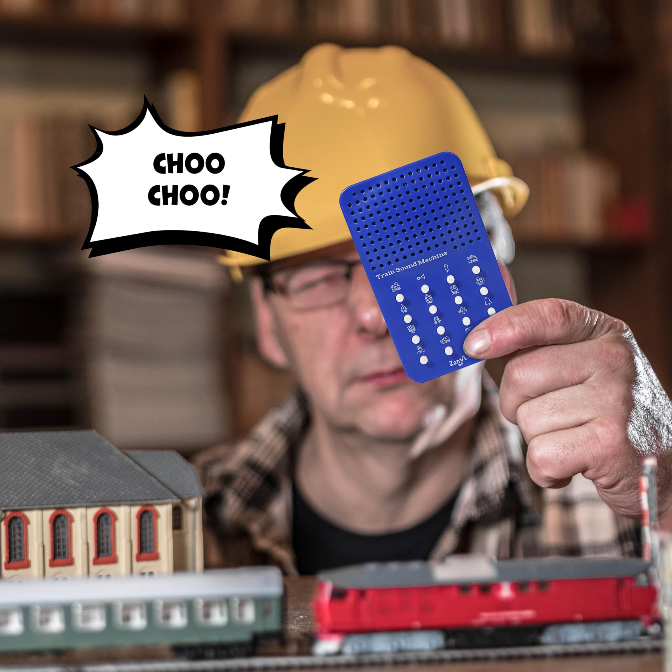 Train Noisemaker with 16 Sounds, Train Whistles, Horns, Conductor and Engine Noises, Portable Electronic Sound Maker Train Themed Sound Board For Kids With 16 Effects, Birthday Noise Maker Toy Gift