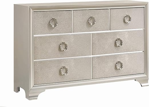 Amazon Com Metallic Sterling 7 Drawer Dresser Silver