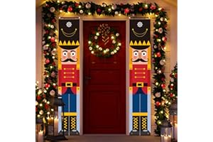 DECORLIFE Giant Nutcracker 6FT, Nutcracker Christmas Decorations for Outdoor, Christmas Banner for Front Door, Porch, 2 Pack, Life Size Holiday Toy Soldiers Xmas Decor