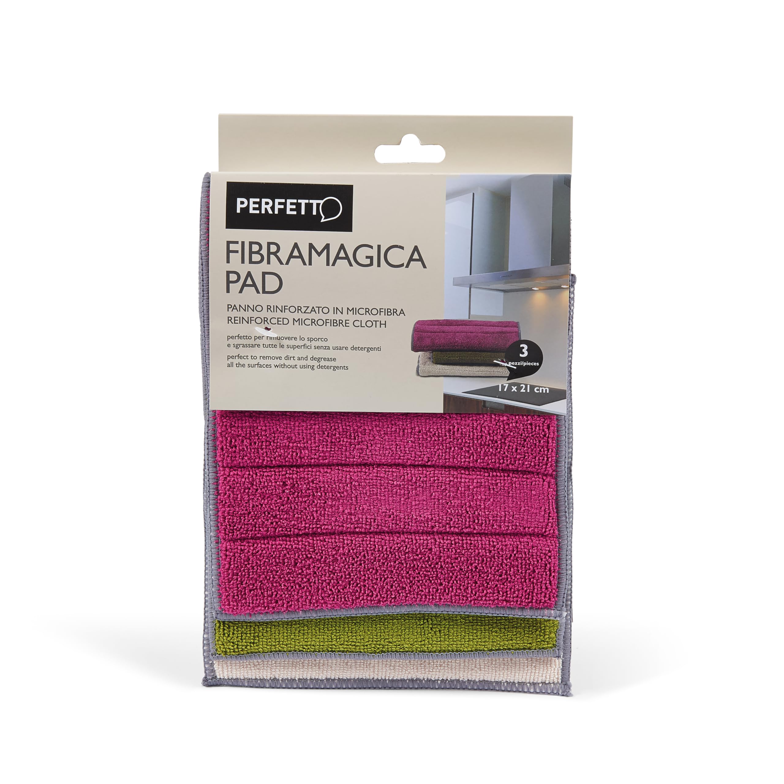 Perfetto Multipurpose Microfiber Cloth Fibramagica pad Pack Of 4 Pieces. Dimension 21 x 17 Cm.