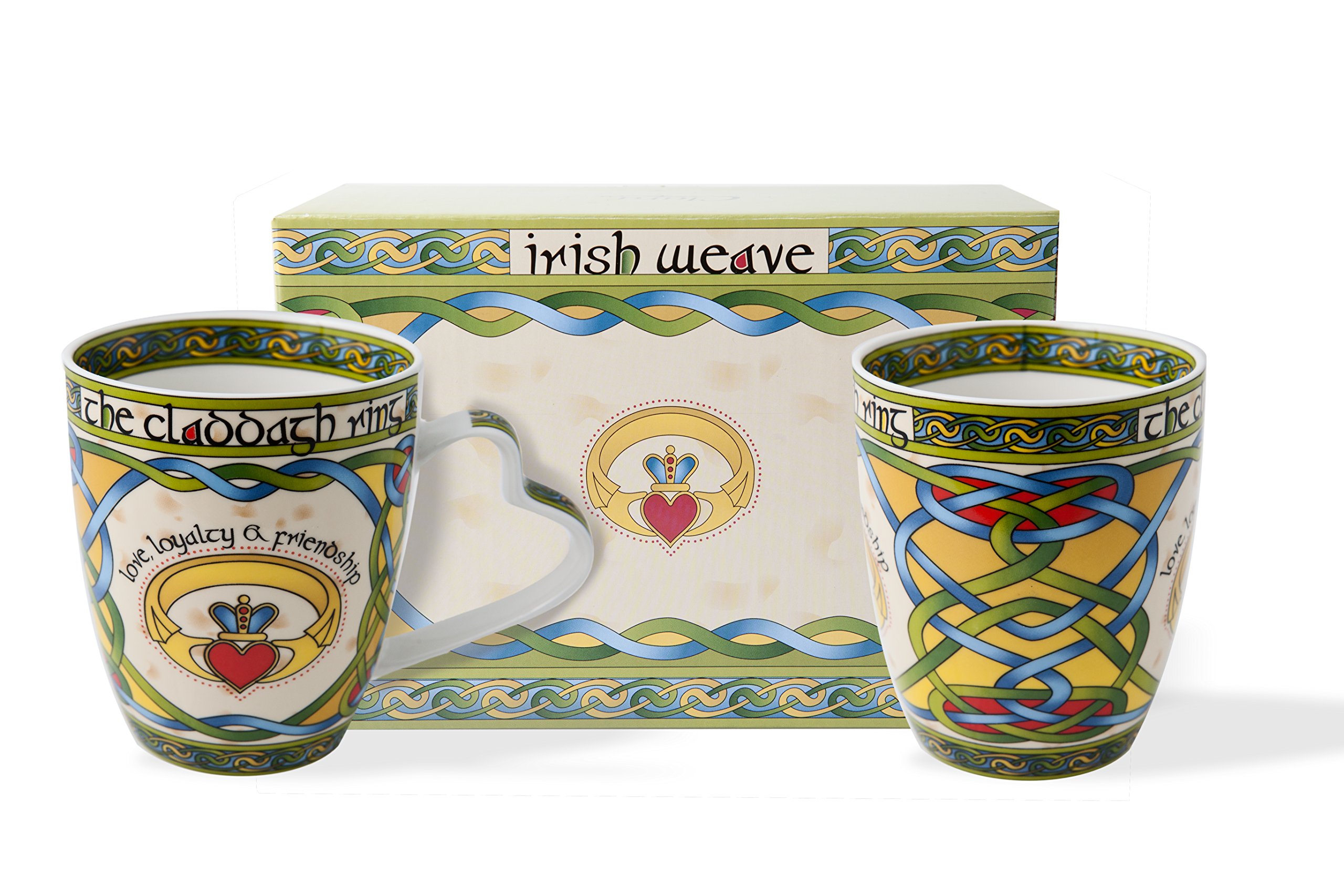 Royal Tara Irish Claddagh Mug Set of Two, 2 Count (Pack of 1), 380 ml/13 fl oz per Cup, Gift, Christmas
