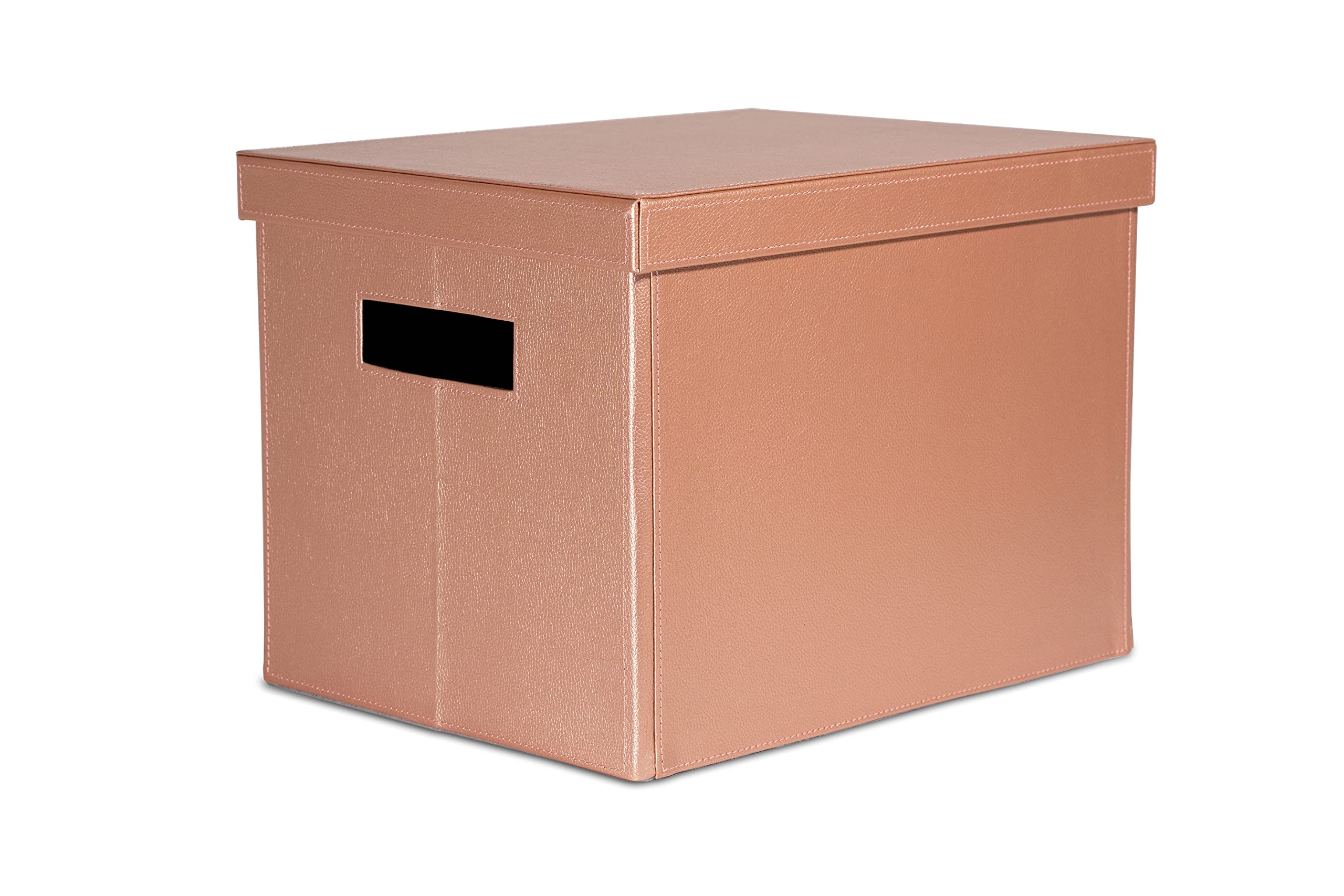 Osco Faux Leather Foldable Storage Box, Durable Wipe Clean Storage Cube for Home Office Organisation, Bedroom, Living Room, Toys or Media, Compact & Space-Saving, Blush (H26.5×W28×D36cm)