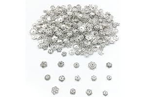 Youdiyla 550Pcs Silver Spacer Beads Caps for Jewelry Making, Mixed Jewelry Spacer Beads Caps Metal Beads for Bracelets, Necklace, Earring Jewelry Making HM753