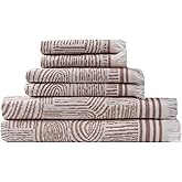 SOFE H&L | Arcana Luxury Turkish Cotton Towels Set of 6 (2 Bath Towels 2 Hand Towels 2 Wash Cloths) Coffee | Thin Bath Towels, Soft, Durable, Absorbent - Hotel Quality Towel Sets for Bathroom