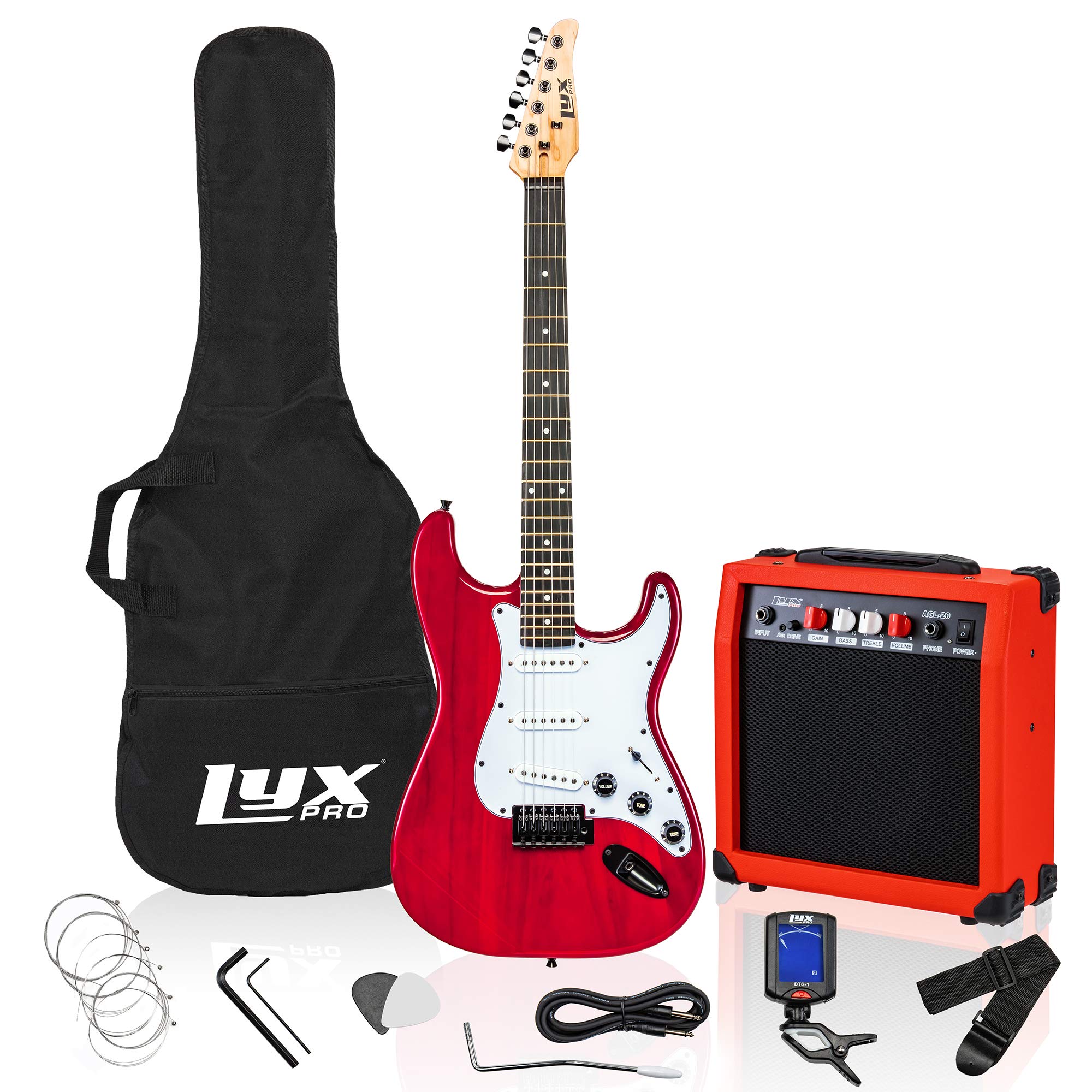 LyxPro 39 inch Electric Guitar Kit Bundle with 20w Amplifier, All