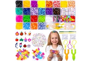 Reaeon Bracelet Making Kit, Medium, 1500pcs Colorful Rubber Bands, 23 Colors, DIY Crafting for Kids Boys Girls