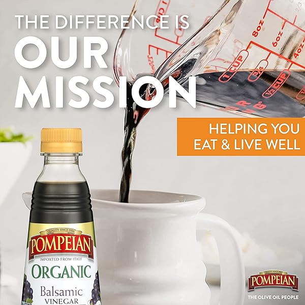 POMPEIAN GOURMET ORGANIC BALSAMIC VINEGAR, NON-ALLERGENIC, NON-GMO, 16 FL OZ