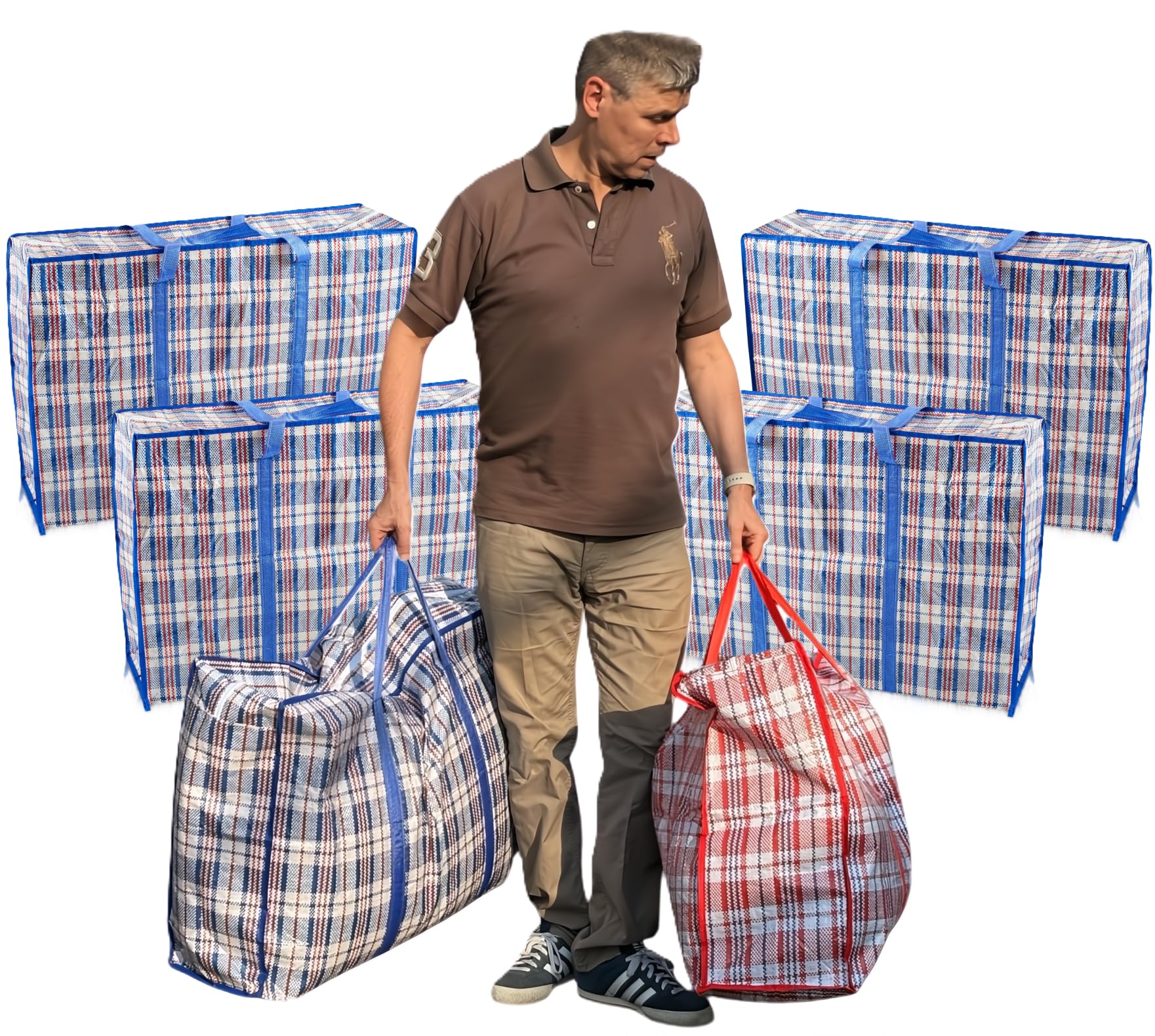 Start and Drive Ltd, Laundry Bag, Extra Large (XL) Laundry Bags Heavy Duty Storage Bags Reusable Strong Zip Large Boxes for Moving House Clothing & Wardrobe Storage 6 Bags Blue Colour