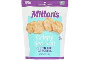 MILTON'S CRAFT BAKERS Milton's Gluten Free Crackers, Crispy Sea Salt - Non-GMO Project Verified, Kosher, Certified Gluten Free Snack, 5 Grains In Every Bite - 4.5 Oz