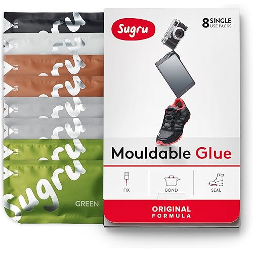 Sugru Moldable Glue - Original Formula - All-Purpose Adhesive, Advanced Silicone Technology - Holds up to 4.4 lb - Natural Colors 8-Pack