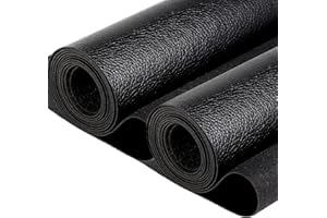 Butarfe Upholstery Vinyl 2 Yards 54" x 72" Faux Leather Fabric 1.0mm Thick Black Leather Soft PU Faux Synthetic Leather Fabric by The Yard for Sofa Bags Chairs Car Seats DIY Crafts (Lichee Pattern）