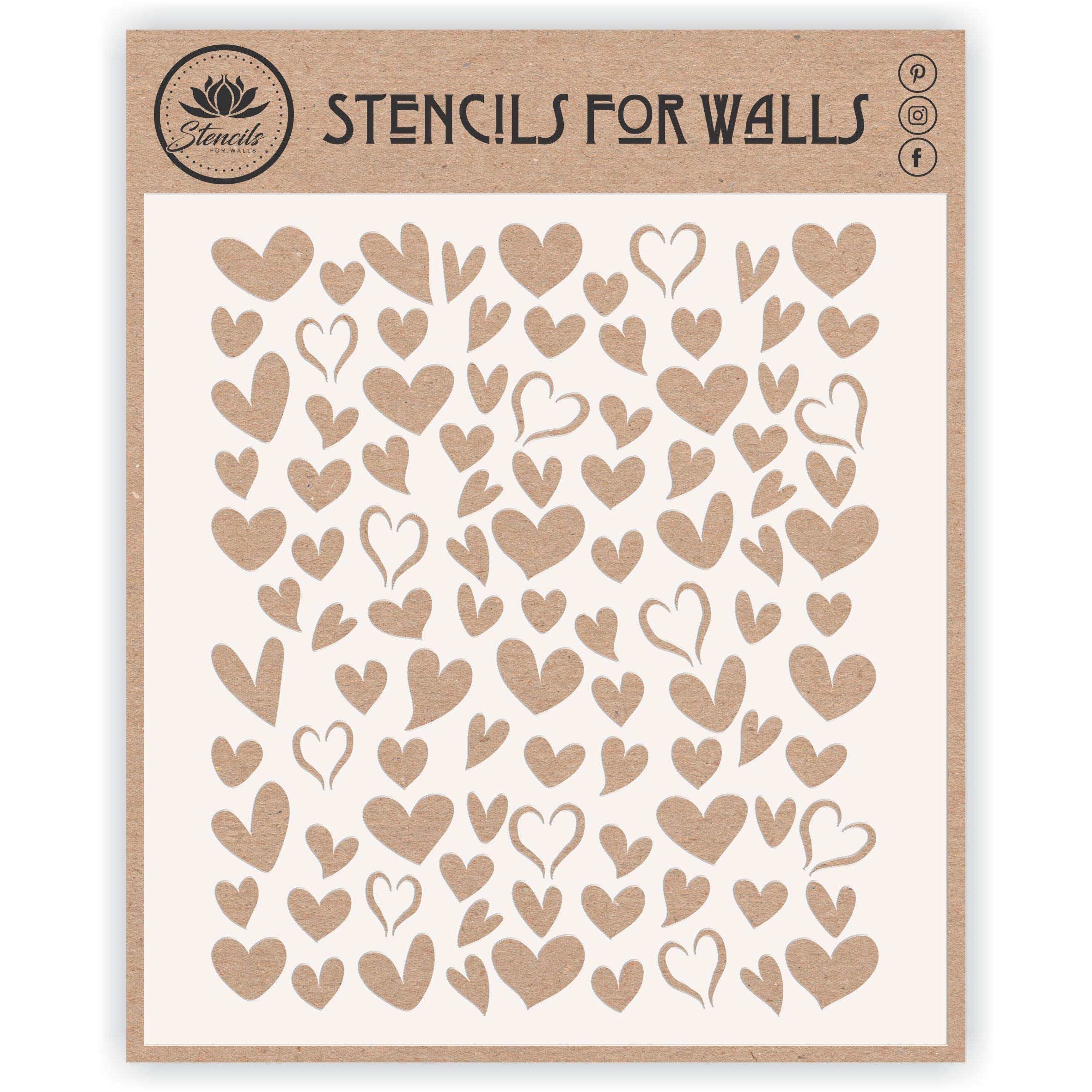 Hearts Cake Stencil, 20.32 x 24.13 cm - Stencils for Walls Original Cake & Cookie Stencil use to Add Texture, Design and Accents to Any Cake, Cookie or Cupcake