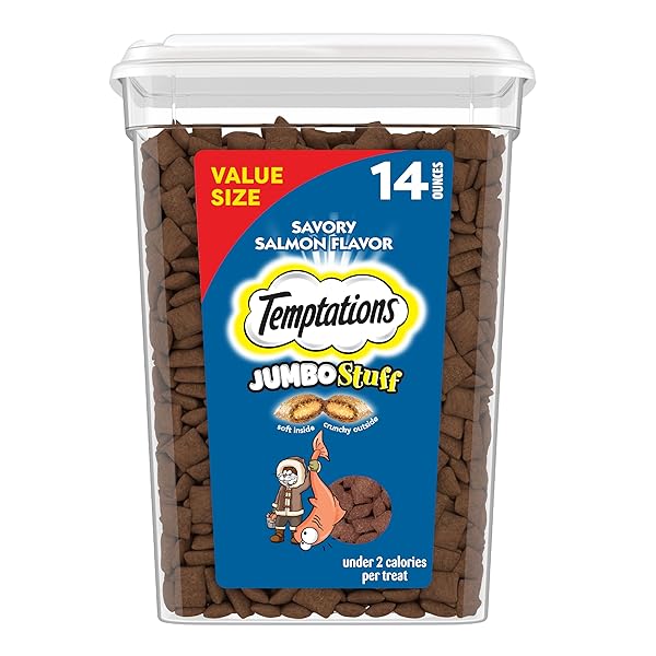 TEMPTATIONS JUMBO STUFFED CAT TREATS, CRUNCHY AND SOFT...