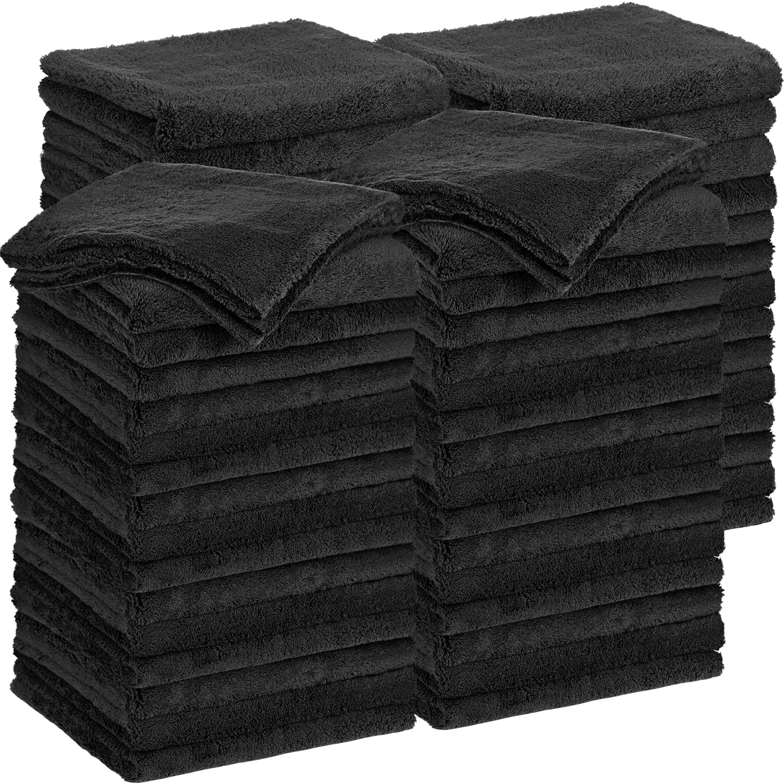 Photo 1 of **ACTUAL COLOR IS NAVY BLUE**Shimeyao 30 Pcs 16 x 16 Inch Edgeless Microfiber Plush Towels for Cars Detailing Drying Wash Polishing Absorbent Cleaning Cloths, 500 GSM(16 x 16 Inch, Black, 30 Pcs)