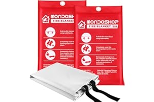 Mondoshop Silicone Fire Blanket for Home - 2Pack 40"x40" Emergency Fire Blankets for Kitchen, Fire Retardant Blankets for Car, Camping, Grill, Office, Warehouse, School, Picnic