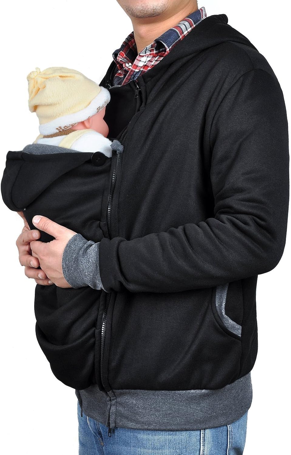 TUOKING Newborn Kangaroo Sweater Clothing Dad Long Sleeve Warm Zipper