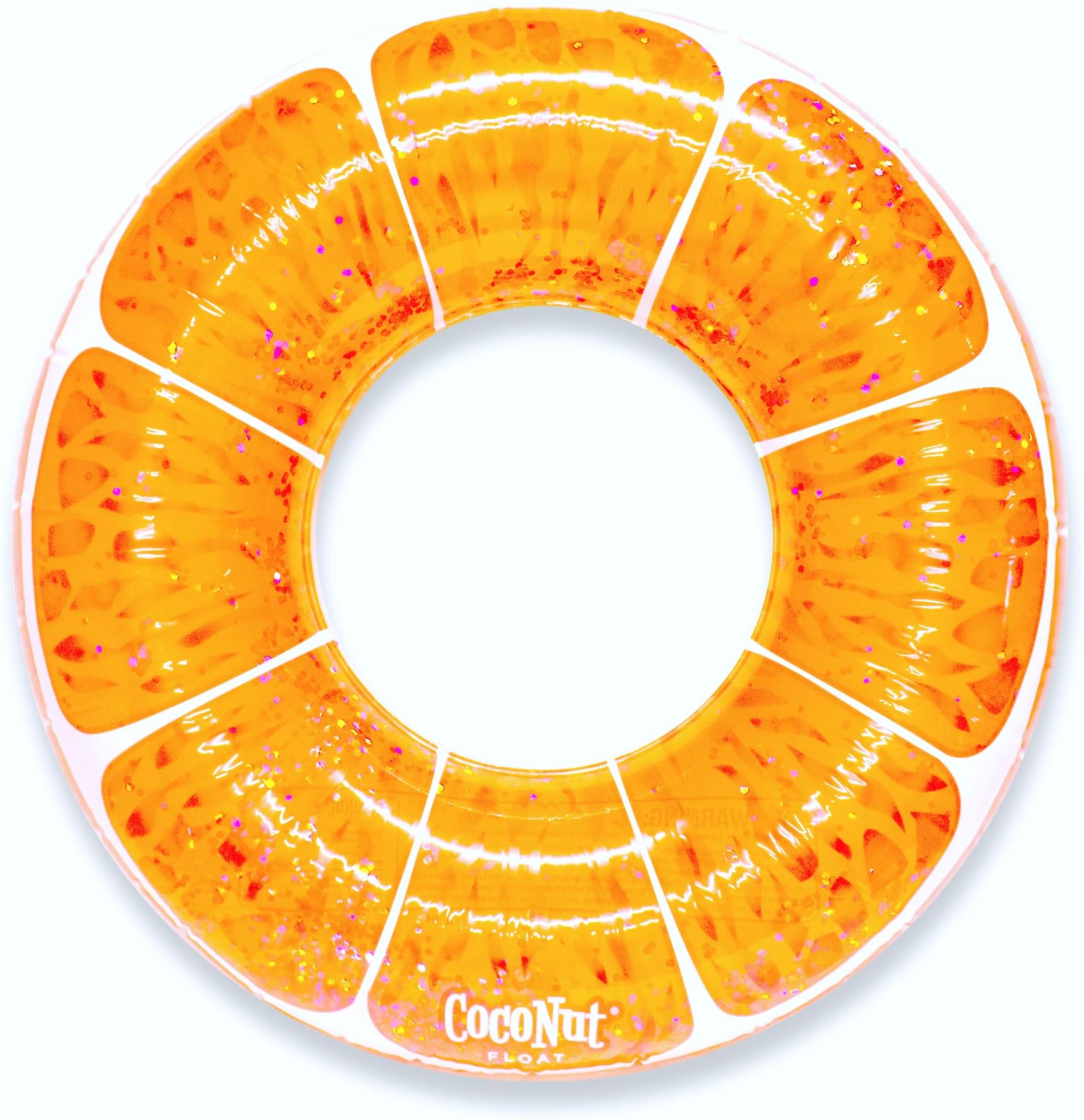 CocoNut Float Glitter Citrus Pool Floats – Inflatable Ring Floats – Durable Long Lasting 3.5 Foot Lounge Tubes and Water Toys – Colorful Decorations for Summer Parties, Events – Ages 8+ Years