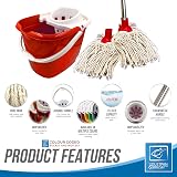 TDBS Red Floor Mop and Bucket Set 2 Mop Heads Pure Yarn Heavy Duty view 2