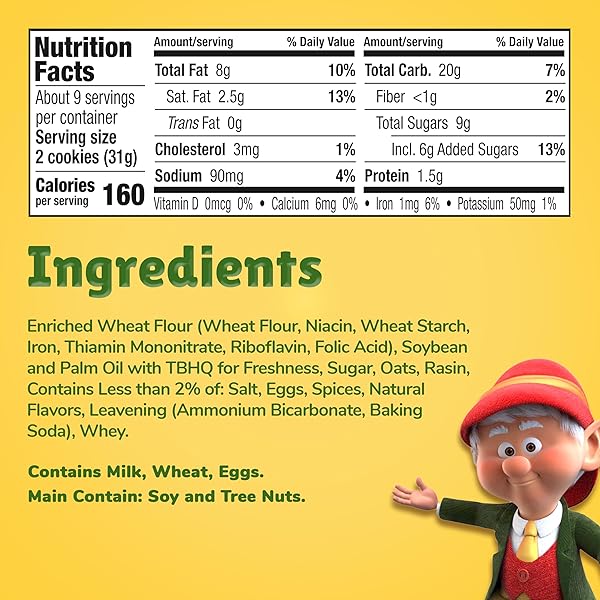 KEEBLER SANDIES SHORTBREAD OATMEAL RAISIN COOKIES, PANTRY PACK, 9.8 OZ