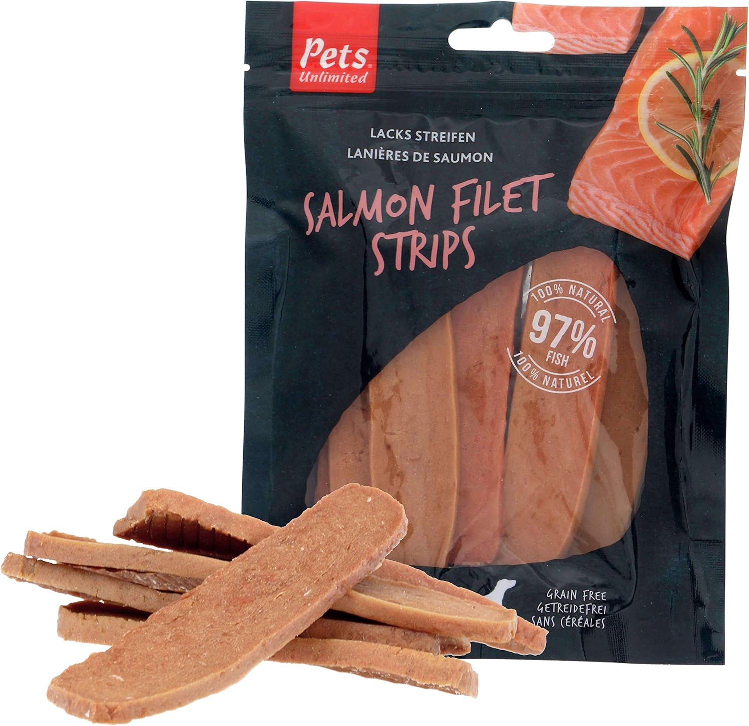 Rosewood Salmon Fillet Strips for Dogs - Made with Real Meat, Grain Free Chews, High Protein Dog Treats, By Pets Unlimited (150g) - Image 3