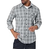 Braroz Mens Stretchy Knit Plaid Shirt Long Sleeve Button Down Shirts Casual Western Cowboy Tops