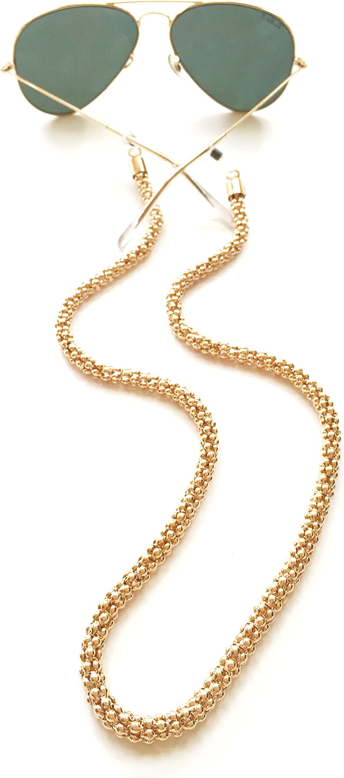 Sintillia Rose'n Glowing Chain Sunglass Strap, Glasses Chain, Eyeglass Cord, Skinny (6mm) with Clear Attachments (Rose Gold with Clear Attachments)