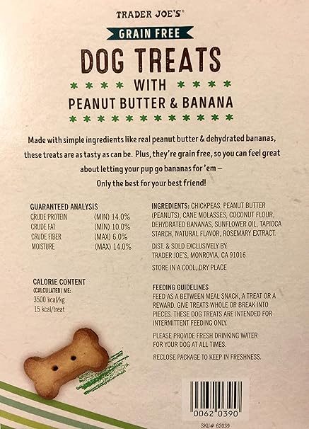 Amazon Com Trader Joe S Dog Treats With Peanut Butter Banana Grain Free 10 6 Ounces Pet Supplies