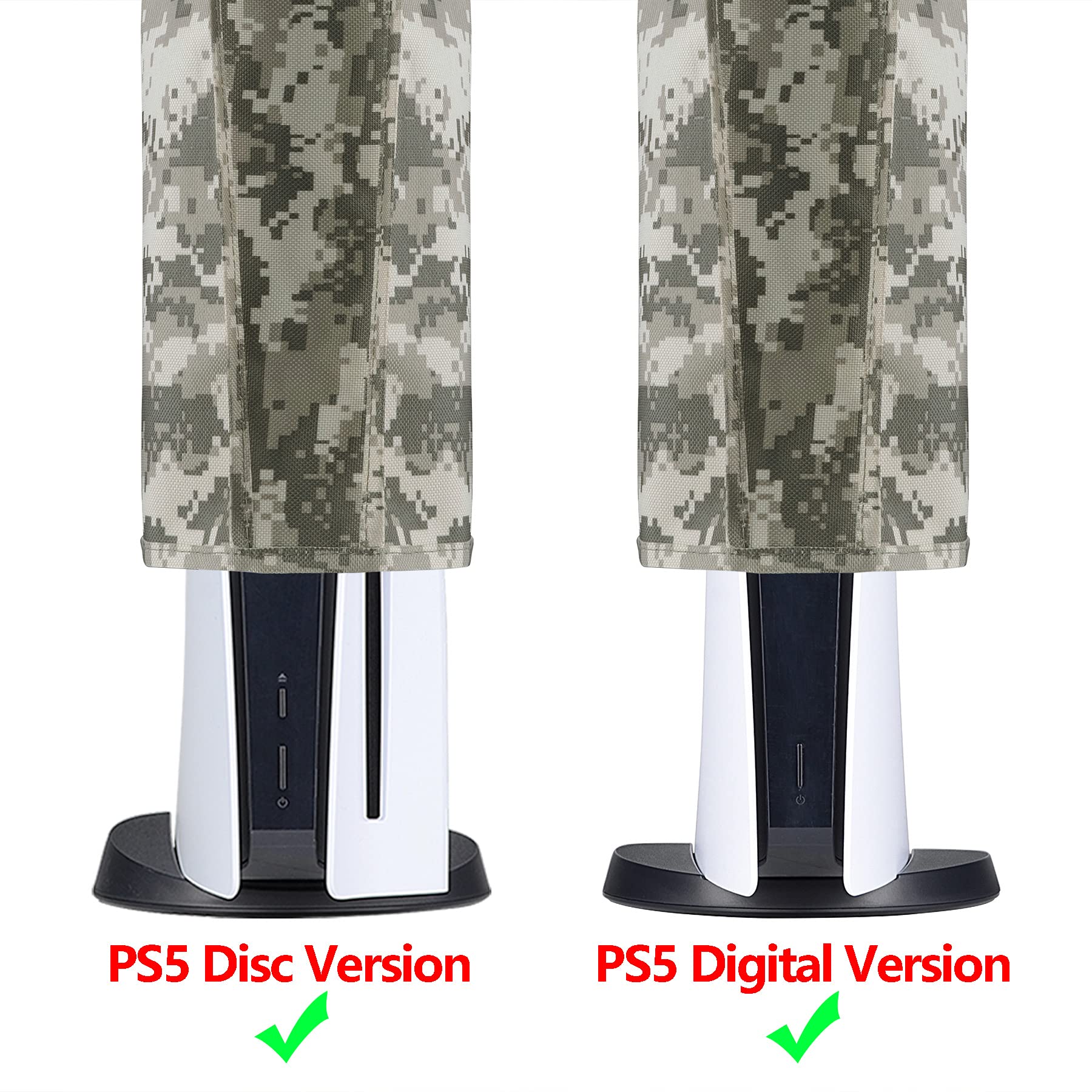 PlayVital Nylon Dust Cover for ps5, Soft Neat Lining Dust Guard for ps5 Console, Anti Scratch Waterproof Cover Sleeve for ps5 Digital Edition & Disc Edition - Digital Camouflage