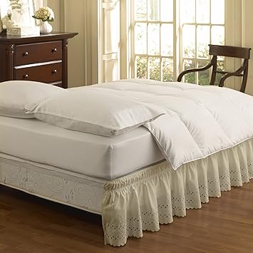 Easy Fit 11578QUEEN/KINGIV Wrap Around Eyelet Ruffled Queen/King Bed Skirt 80-Inch by 60-Inch with 18-Inch drop, Ivory