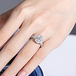 CannyCat Oval cut Moissanite Halo Engagement Ring