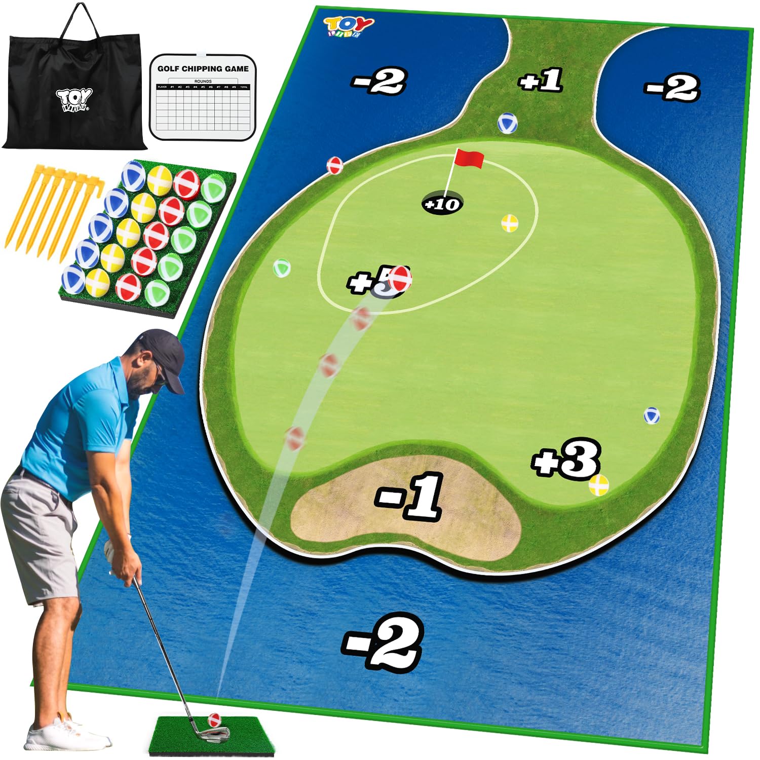 TOY Life Chipping Golf Practice Mats Golf Game Training Mat Indoor