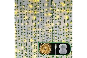 Freyalife Fake Vines for Room Decor(12 Pack 84 FT),with CE Certified 80 LED String Lights,Artificial Plant Ivy for Aesthetic Home Bedroom Wall Wedding Party Office Patio Indoor, Outdoor Garden Décor