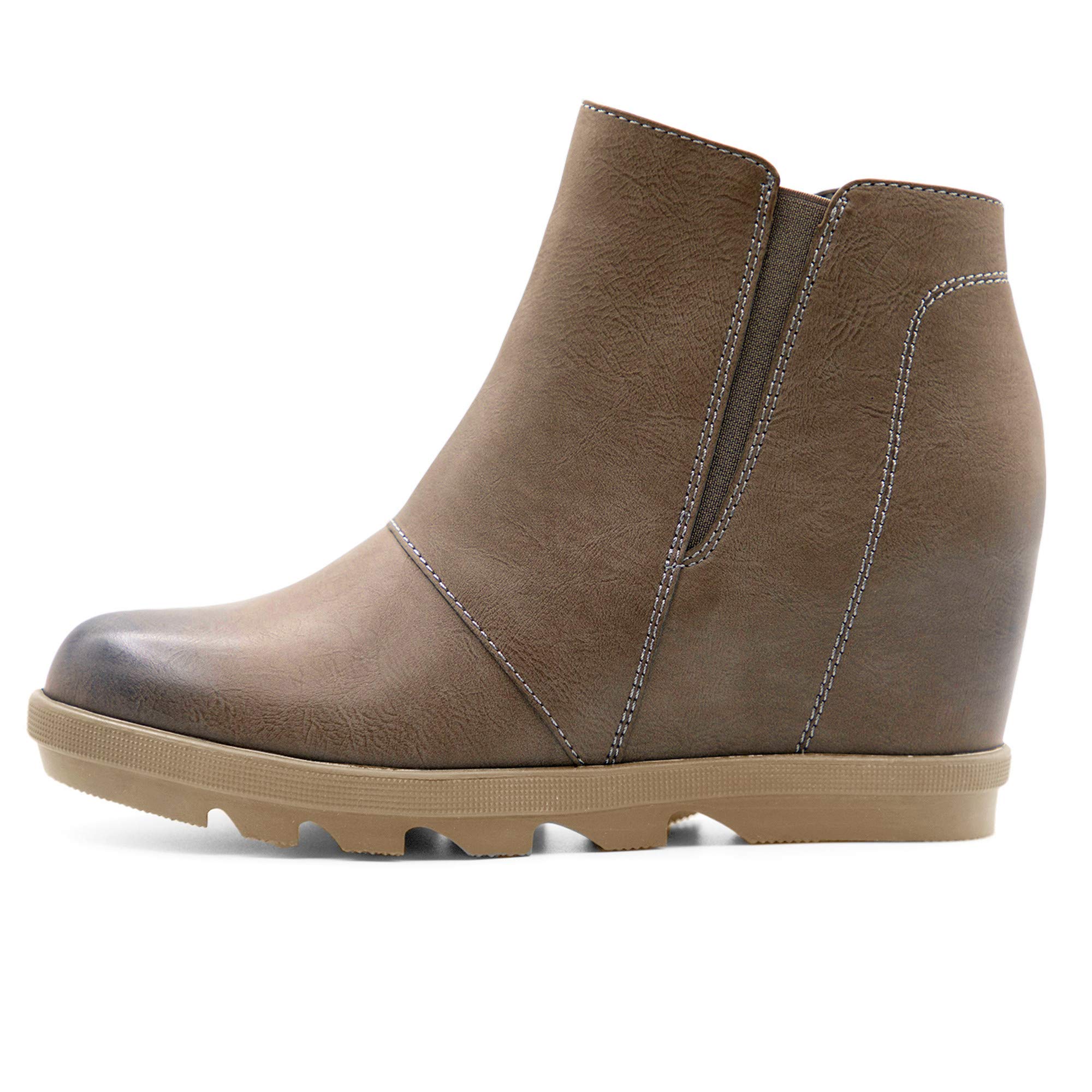 Athlefit Wedge Booties for Women with Heel Womens Booties Ankle Boots Hidden Wedge Boots