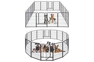 mestyl Dog Playpen, 40" Height 16 Panels Outdoor Pet Play Pen, Big Dog Exercise Play Pen for Large/Medium/Small Dogs, Foldable Puppy Pen for Indoor, Camping, RV, Anti-Rust Paint Finish, Quick Install