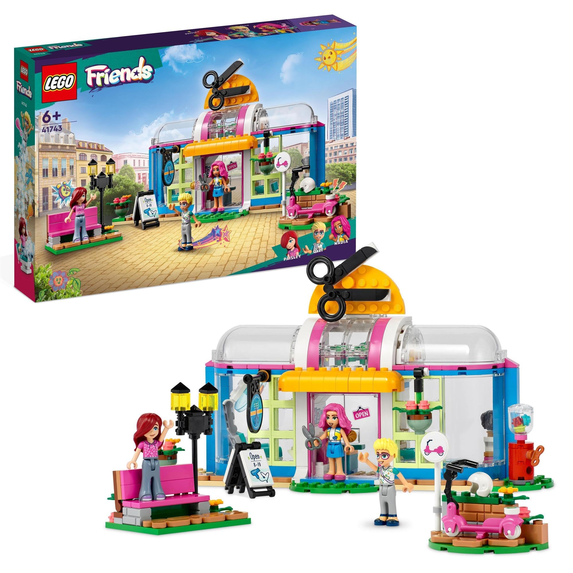 LEGO 41743 Friends Hair Salon, Toy Hairdressing Set with Paisley & Olly Mini-Dolls, Toys for 6 Plus Year Old Kids, Girls & Boys with Swappable Hair and Facial Expressions, 2023 Characters