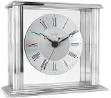 Acctim Hamilton Mantel Clock Quartz Brushed Metal Silver Glass Floating view 8