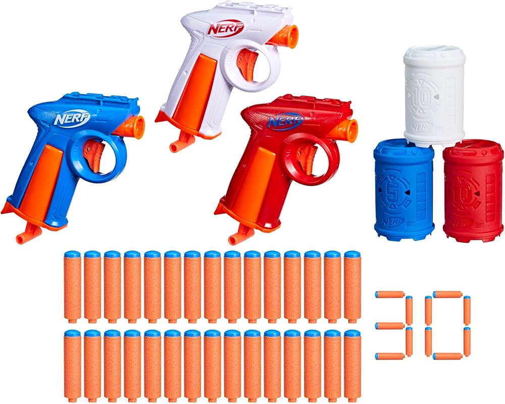 Nerf Backyard Triple Blasters & Targets Set 3 Foam Darts 30 Darts Ages 8+