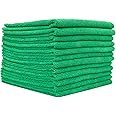 The Rag Company - All-Purpose Microfiber Terry Cleaning Towels - Commercial Grade, Highly Absorbent, Lint-Free, Streak-Free, Kitchens, Bathrooms, Offices, 300gsm, 16in x 16in, Green (12-Pack)