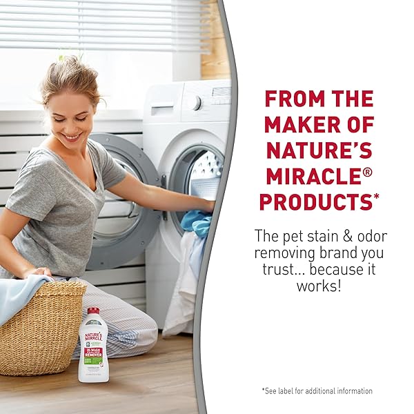 NATURE’S MIRACLE LAUNDRY BOOST IN-WASH STAIN AND ODOR REMOVER, 32 OUNCES, LAUNDRY STAIN AND ODOR REMOVING ADDITIVE FOR ALL MACHINES