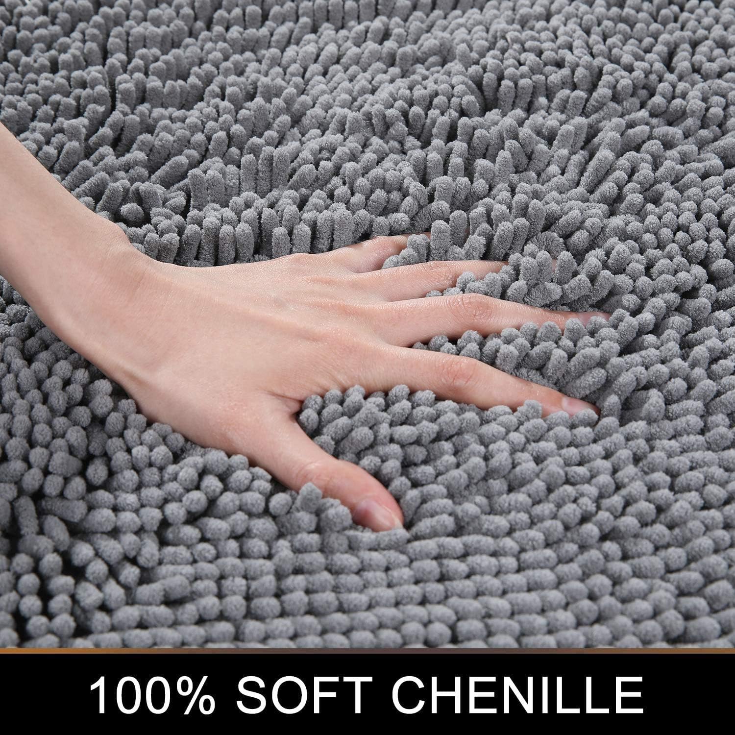 smiry Non-Slip Toilet Mat Extra Soft Absorbent Pedestal Mat for Toilet Thick Shaggy Chenille Bath Mat Machine-Washable Dry Bathroom Floor Mat - Image 3
