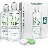 Biotrue Hydration Plus Multi-Purpose Contact Lens Solution, 10 oz 2 Pack | Includes 2 x 10 oz bottles + lens cases, hyaluronic acid formula, cleans, disinfects, all-day comfort